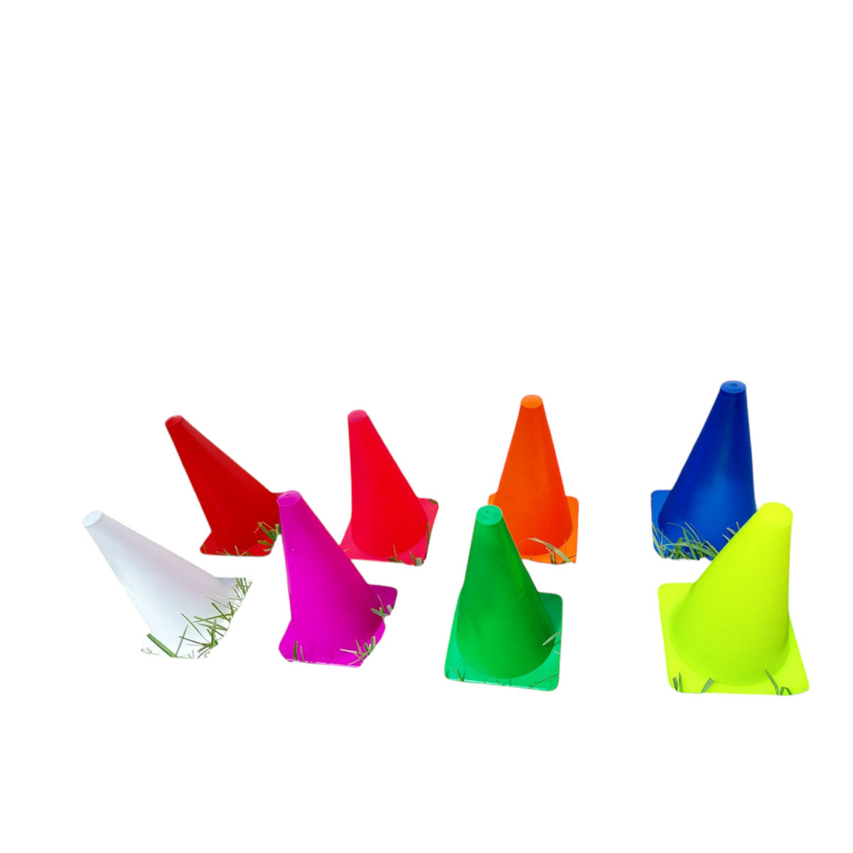 Conos de entrenamiento Radach Sports de 23 cm en colores variados como naranja, azul, verde, rosa y blanco
