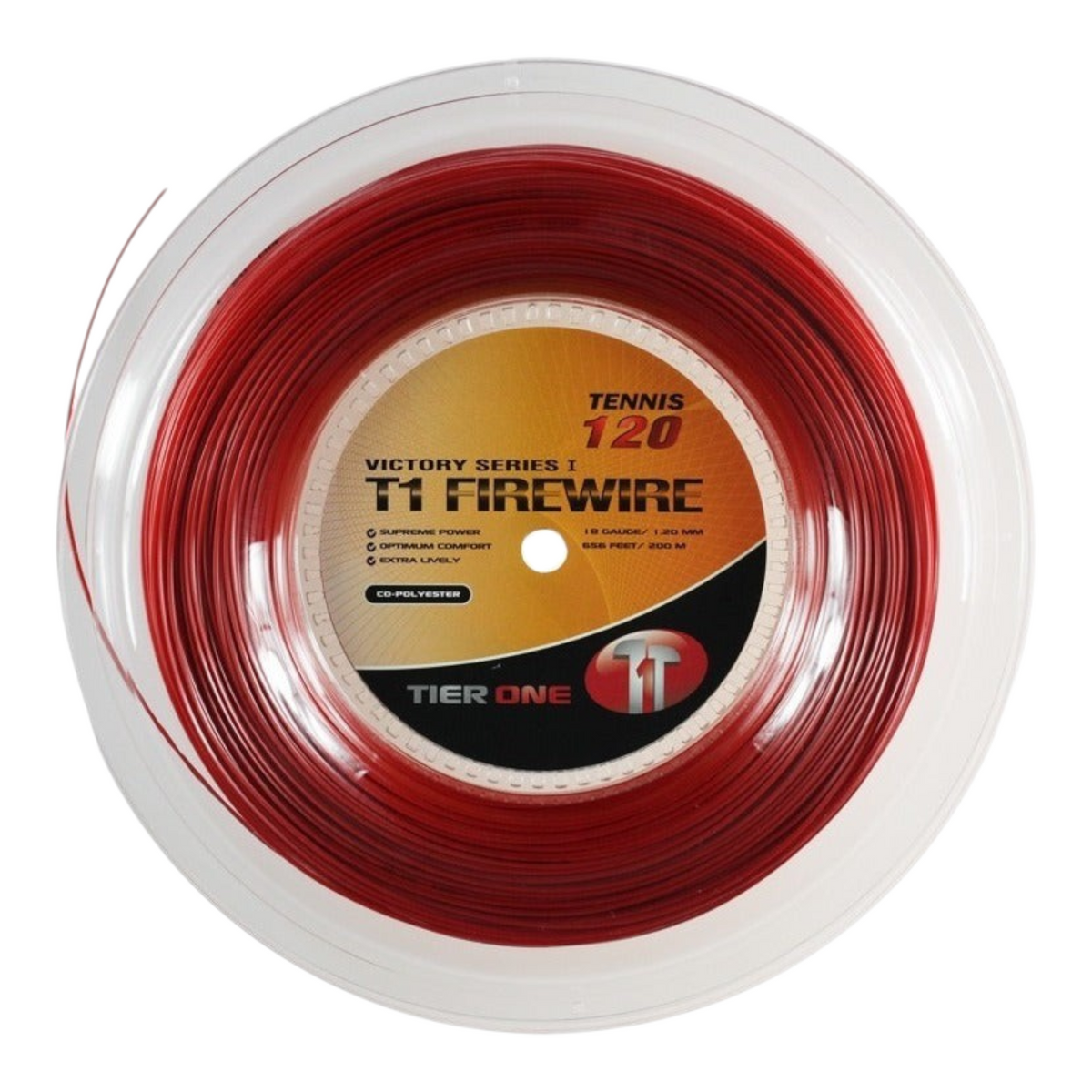 Rollo de cuerda para raqueta Radach Sports Tier One T1 Firewire roja de 1.30mm con diseño triangular para mayor spin