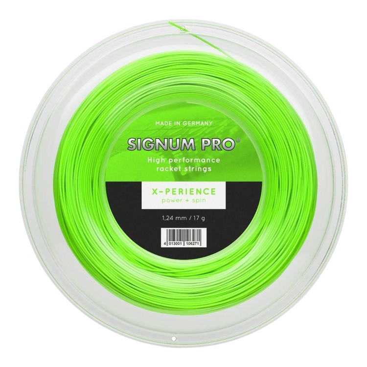 Rollo de cuerda para raqueta Radach Sports Signum Pro X-perience de color verde neón para mayor control y efecto