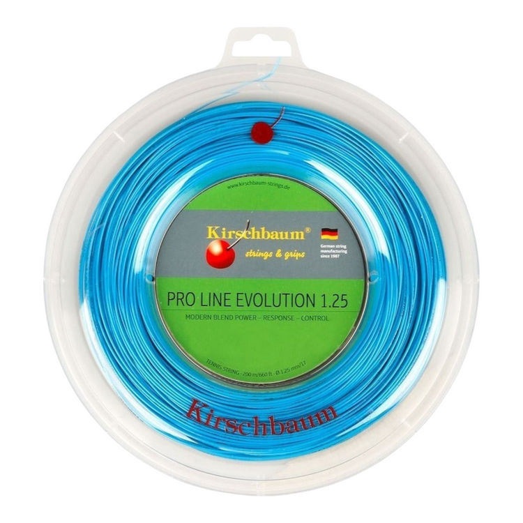 Rollo de cuerda de tenis Radach Sports Kirschbaum Pro Line Evolution 1.25mm azul de 200 metros