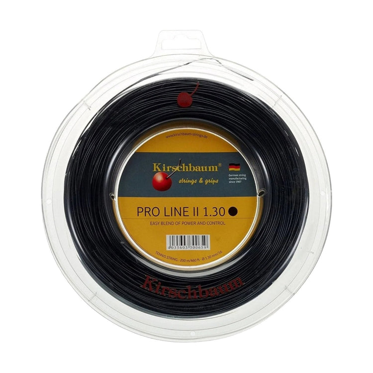 Bobina de cuerda de tenis negra Radach Sports Kirschbaum Pro Line II 1.30mm de poliéster flexible