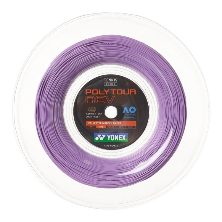 Rollo de cuerda para raqueta Radach Sports Yonex Polytour Rev de 1.20mm en color morado con tecnología SIF