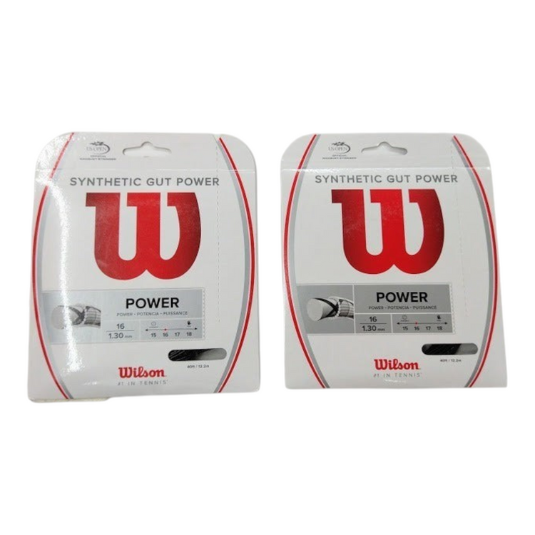 Pack de 2 cuerdas para raqueta Wilson Synthetic Gut Power calibre 16 en color negro de Radach Sports