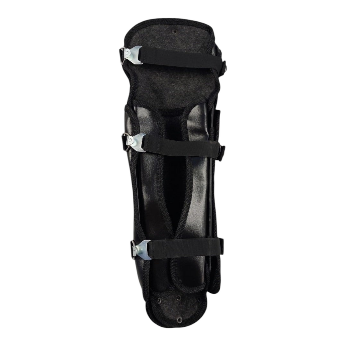 Espinillera de catcher Radach Sports infantil en color negro con correas ajustables para béisbol