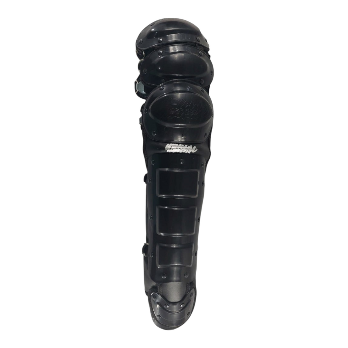 Espinillera de catcher Radach Sports para adulto en color negro con protección triple y diseño resistente