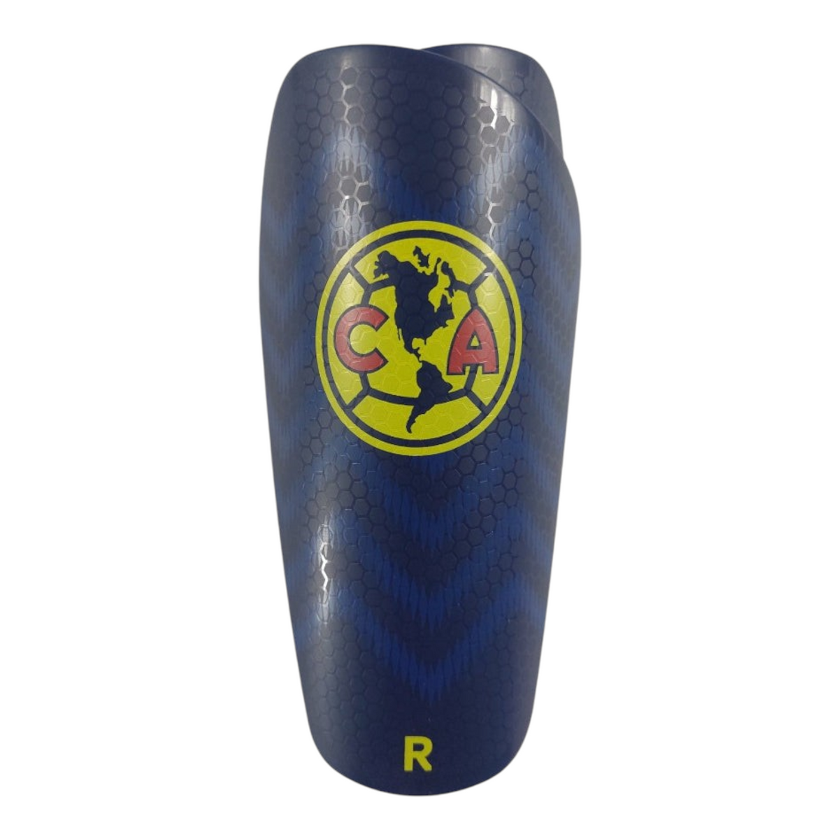 Espinillera de futbol Radach Sports del Club America en color azul con patron hexagonal y escudo oficial