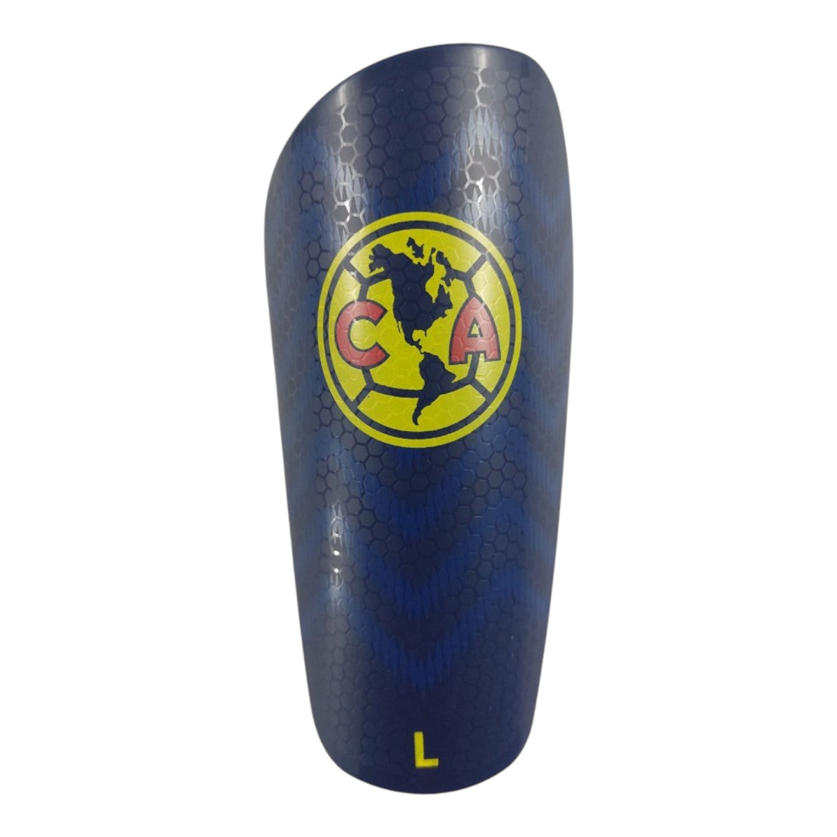 Espinillera de futbol Radach Sports del Club America en color azul con patron hexagonal y escudo oficial