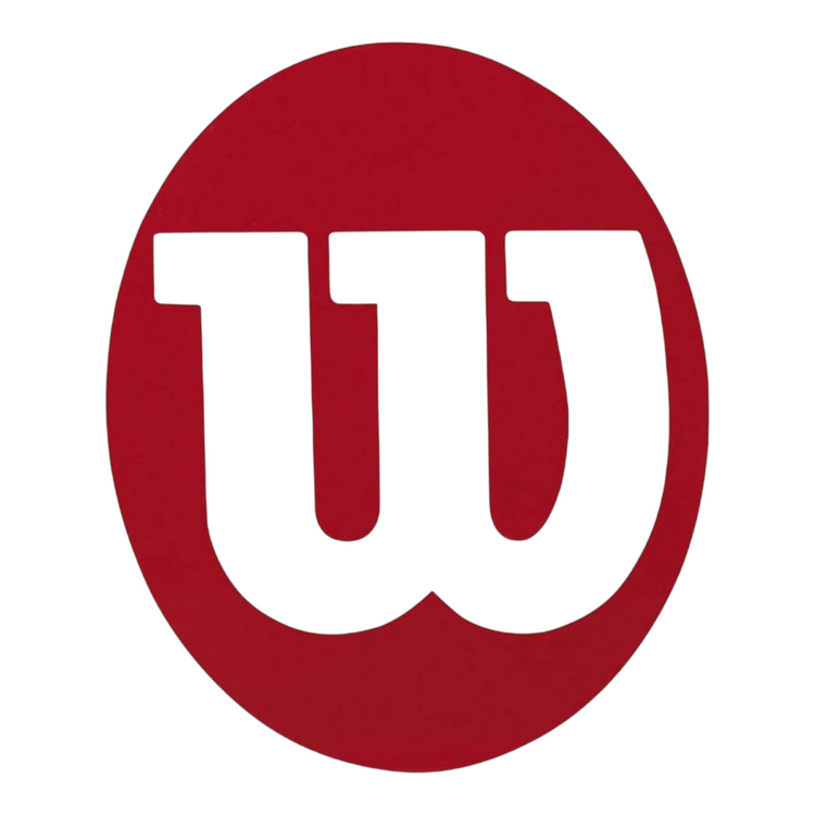 Esténcil Radach Sports Wilson con logotipo W blanco sobre fondo rojo para personalizar cuerdas de raqueta de tenis
