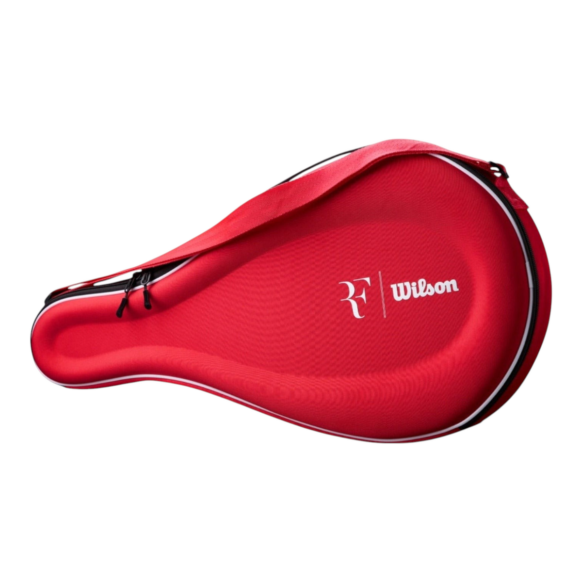 Funda protectora roja para raqueta de tenis Wilson RF 01 Pro Classic de Radach Sports con logo RF y cierre de cremallera