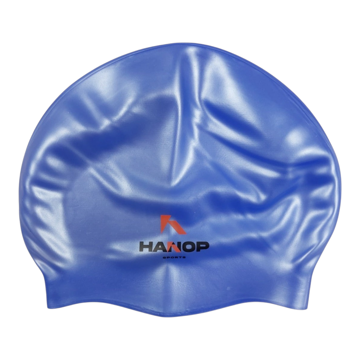Gorra de natación Radach Sports de silicona azul para adulto con diseño liso y logotipo de Hanop