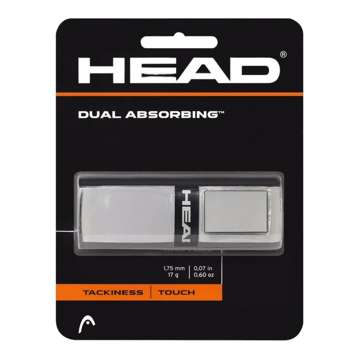 Grip de tenis Radach Sports Head Dual Absorbing en color blanco, diseñado para mayor adherencia y tacto en la raqueta.