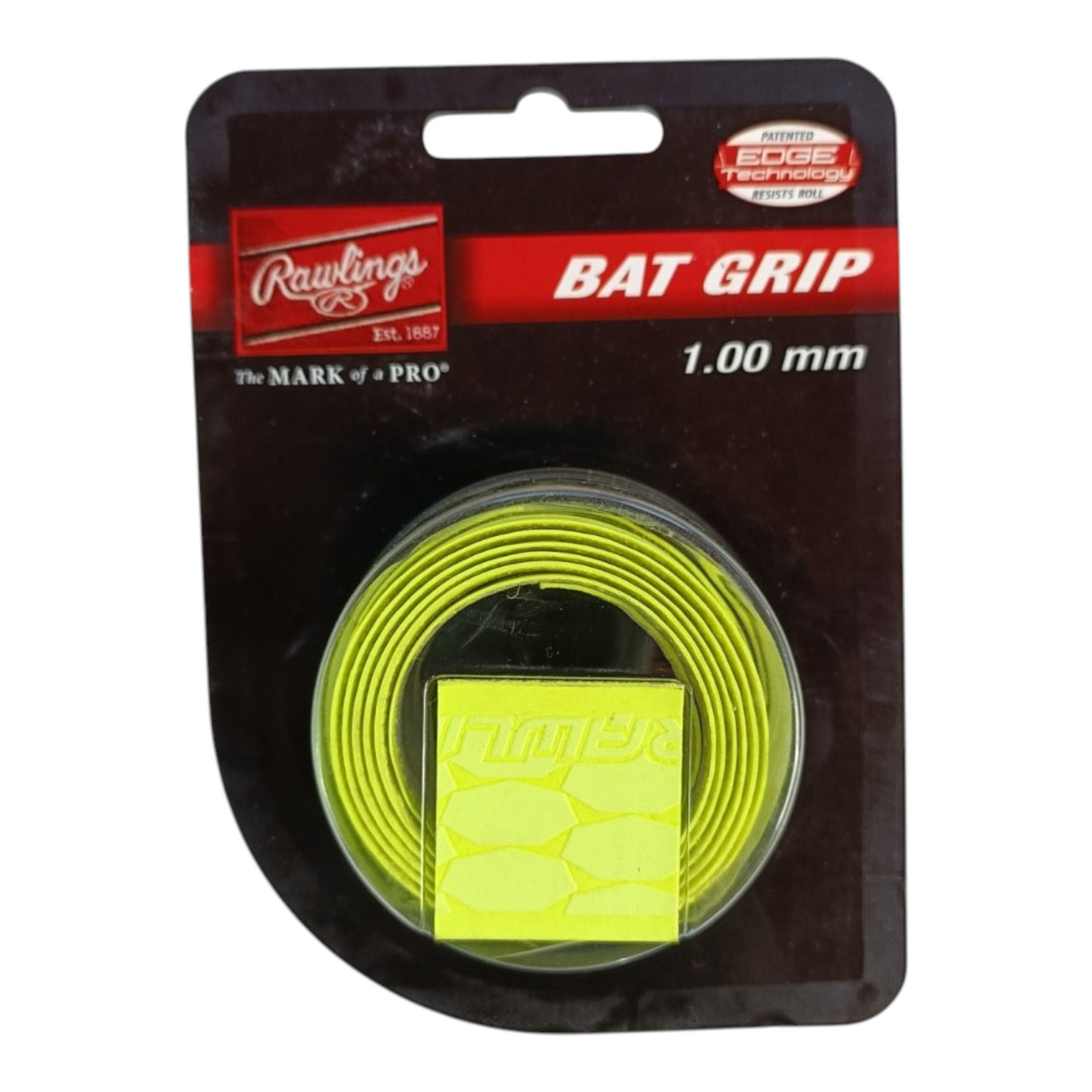 Grip para bate de béisbol Radach Sports Rawlings de 1.00 mm en color amarillo brillante con textura antideslizante
