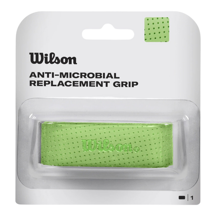 Grip de reemplazo Wilson Dual Performance verde con propiedades antimicrobianas en empaque original de Radach Sports