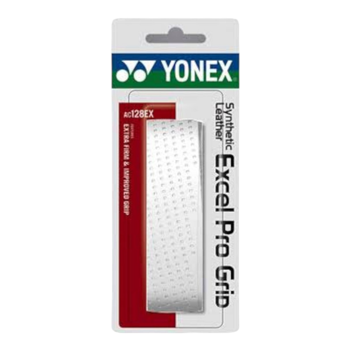 Grip de repuesto Radach Sports Yonex Synthetic Excel Pro en color blanco con textura perforada para mayor agarre