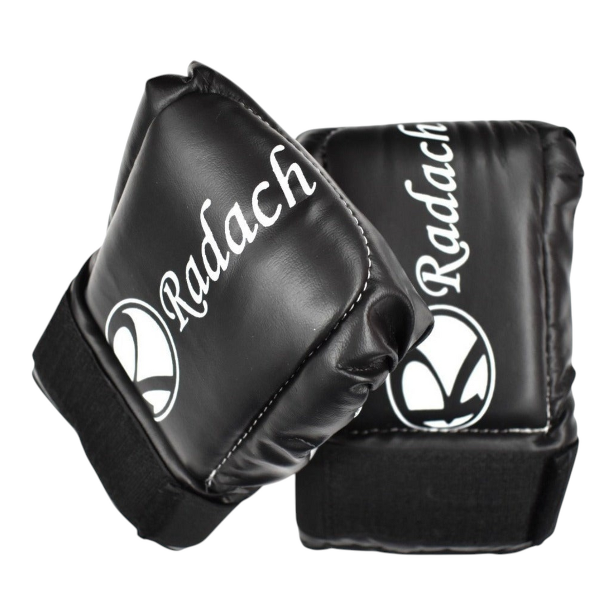 Guantaletas de boxeo Radach Sports negras de vinil con muñequera ajustable para entrenamiento en casa