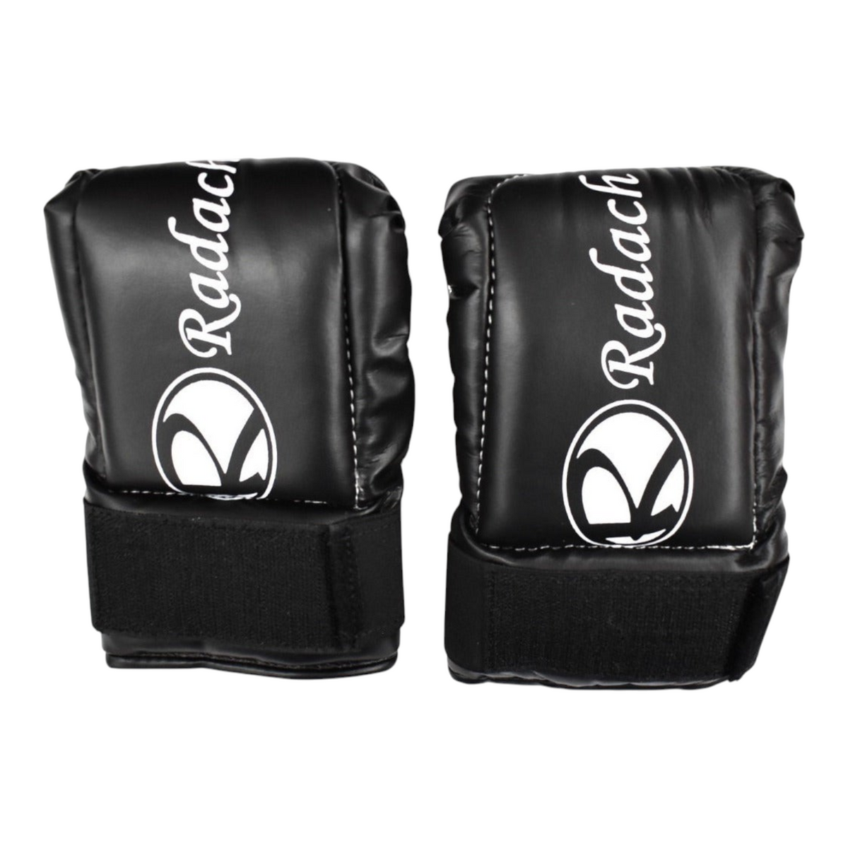 Guantaletas de boxeo Radach Sports negras de vinil talla mediana con ajuste de muñequera para entrenamiento en casa