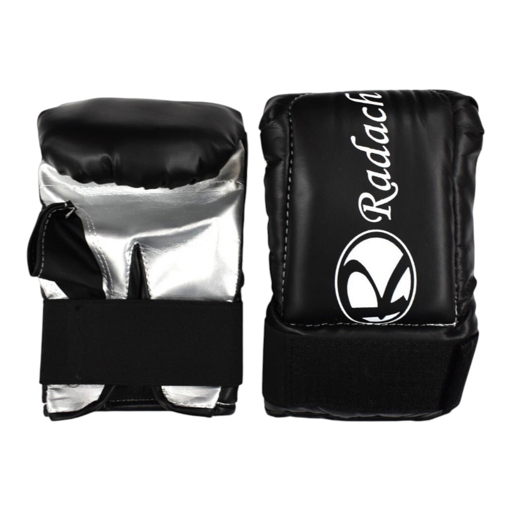 Guantaletas de boxeo Radach Sports negras de vinil con muñequera ajustable para entrenamiento en casa