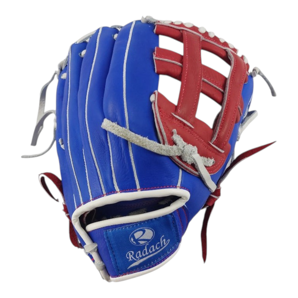 Guante de béisbol Radach Sports Rookie de 12 pulgadas en color azul y rojo para jugadores principiantes