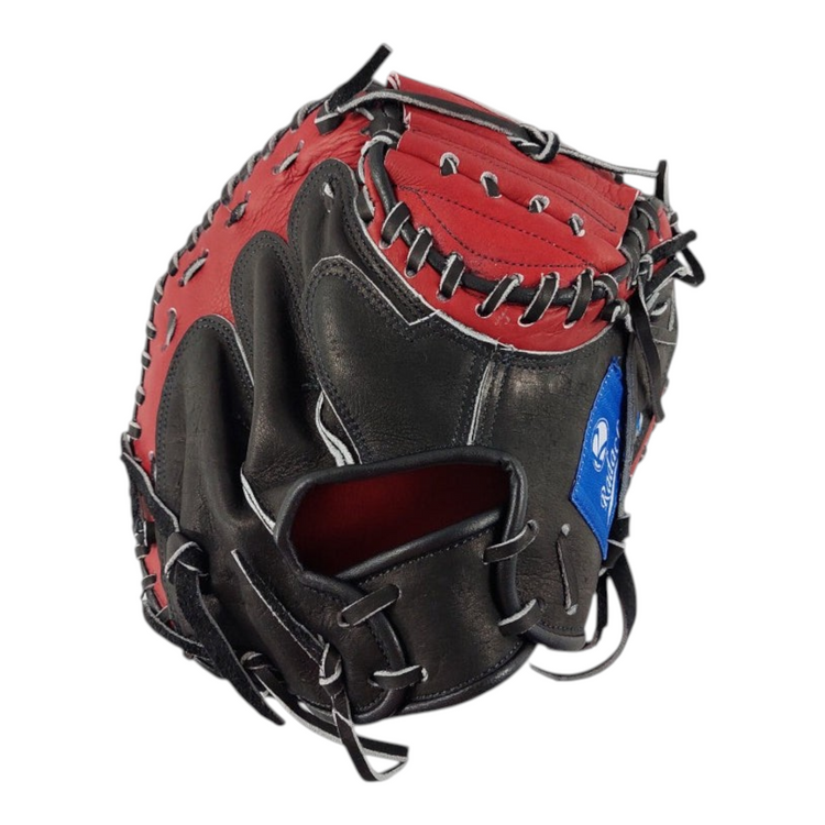 Guante de béisbol Radach Sports para cátcher de 34 pulgadas en color negro y rojo con cordones reforzados