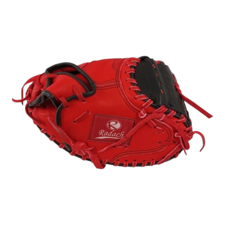 Guante de béisbol Radach Sports Pro para cátcher de 33 pulgadas en piel de res color rojo y negro