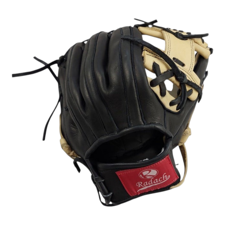 Guante de béisbol Radach Sports Pro de 11.5 pulgadas en piel color negro y hueso para infielder o pitcher
