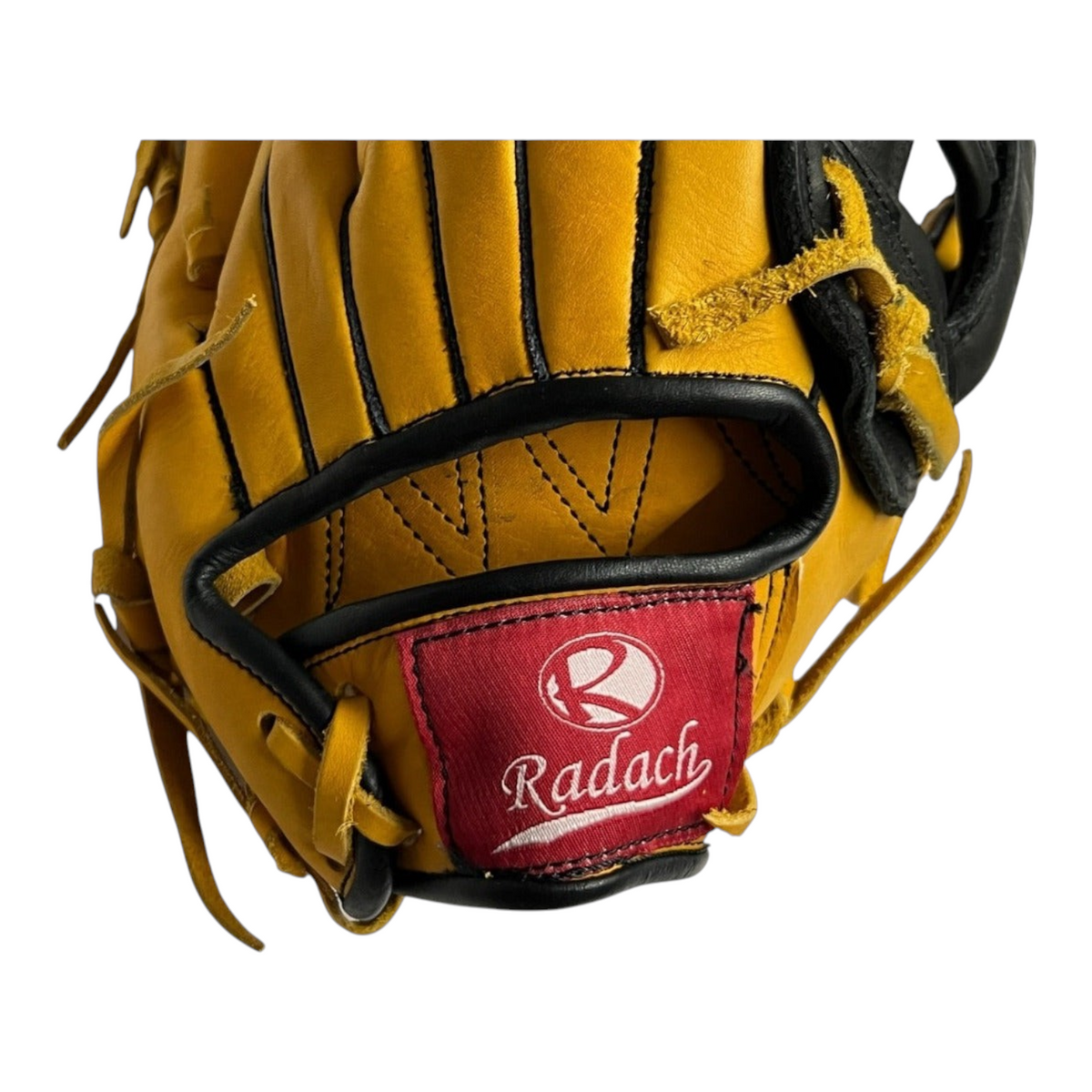 Guante de beisbol Radach Sports Pro de 12 pulgadas en piel color oro y negro con diseño de caja H para infielder