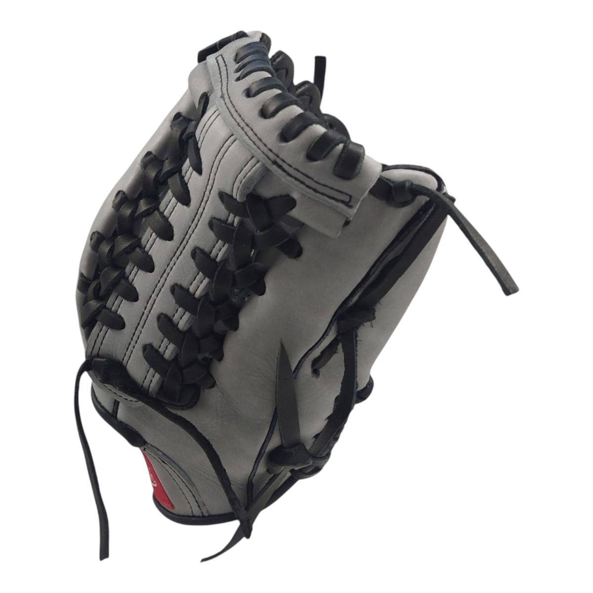 Guante de beisbol Radach Sports Pro Fielder de 12.75 pulgadas en piel color plata y negro con tejido tipo K