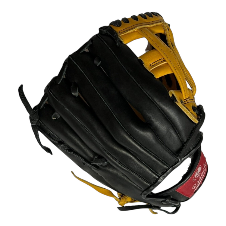 Guante de beisbol Radach Sports Pro de 12 pulgadas en cuero negro y dorado con diseño de caja H para infielder