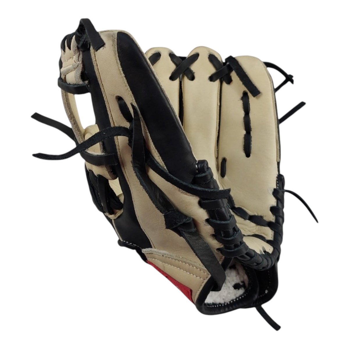 Guante de béisbol Radach Sports Pro de 11.5 pulgadas para cuadro, fabricado en piel color negro y hueso