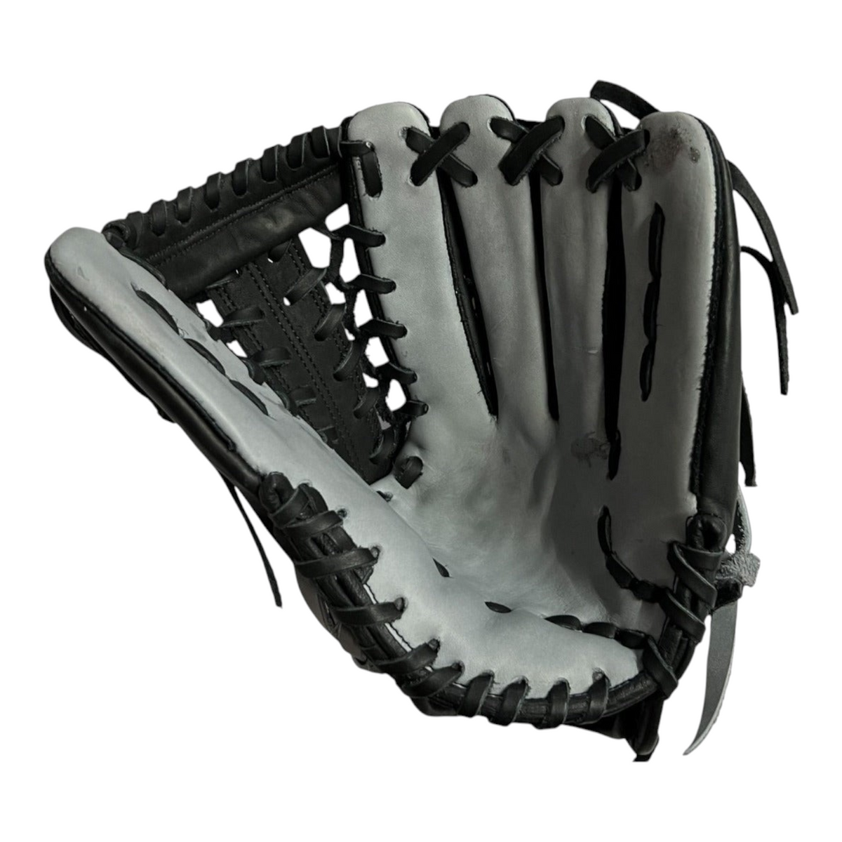 Guante de beisbol Radach Sports Pro Fielder de 12.75 pulgadas en piel color negro y plata con tejido tipo K