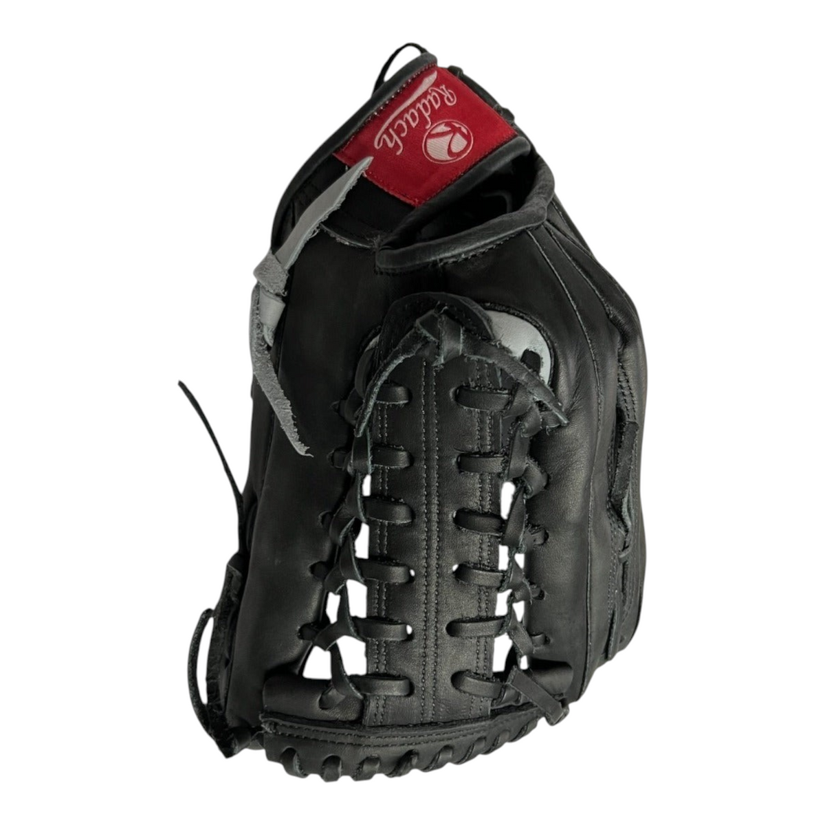 Guante de beisbol Radach Sports Pro Fielder de 12.75 pulgadas en piel negra con tejido K para jardinero adulto