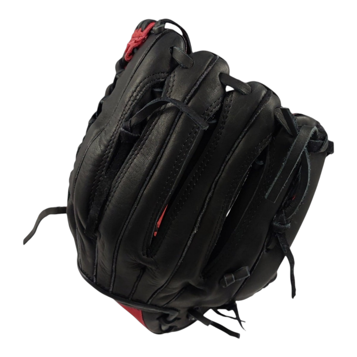 Guante de beisbol Radach Sports Pro Fielder de 12.75 pulgadas en piel negra con tejido tipo K para jardinero