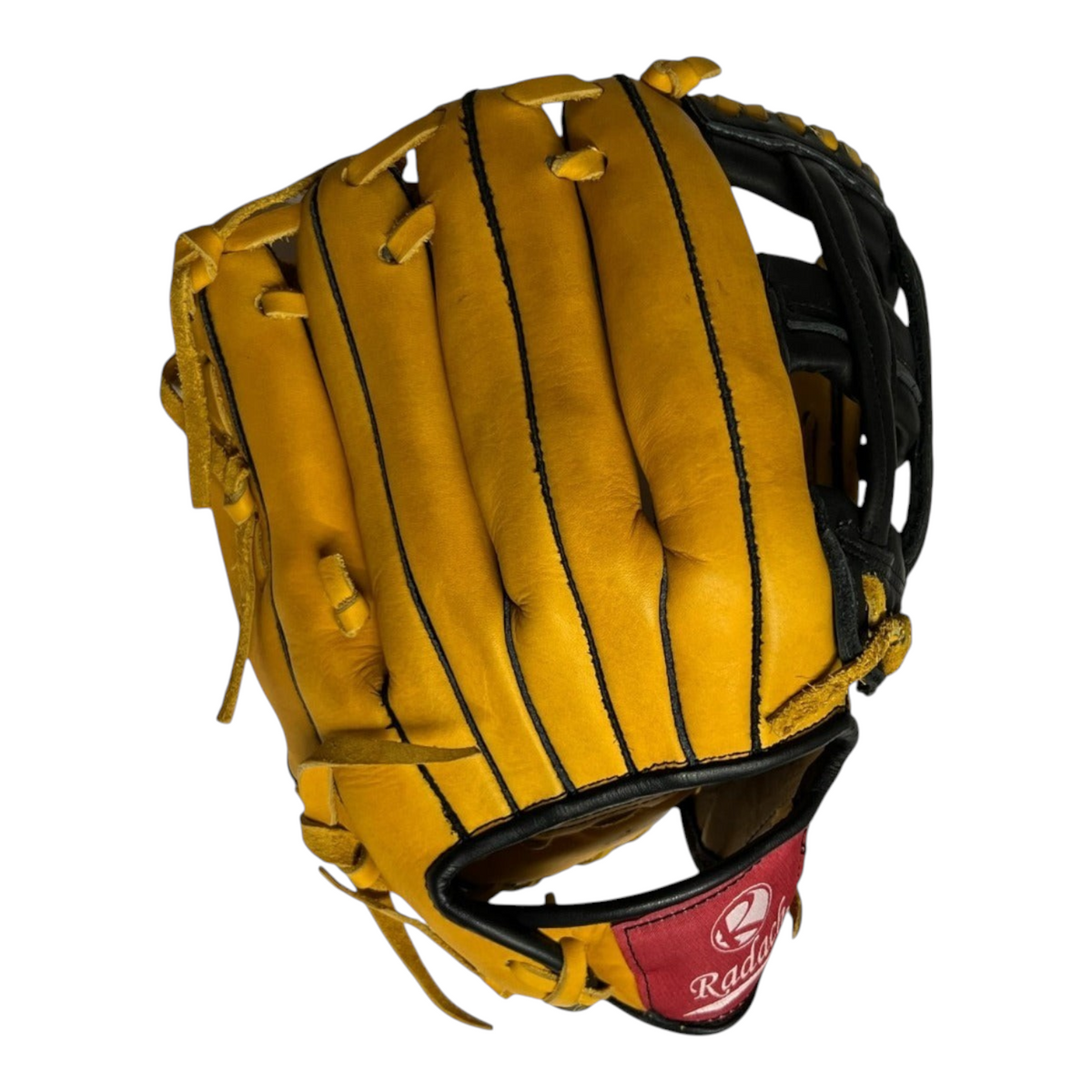 Guante de beisbol Radach Sports Pro de 12 pulgadas en piel color oro y negro con diseño de caja H para infielder