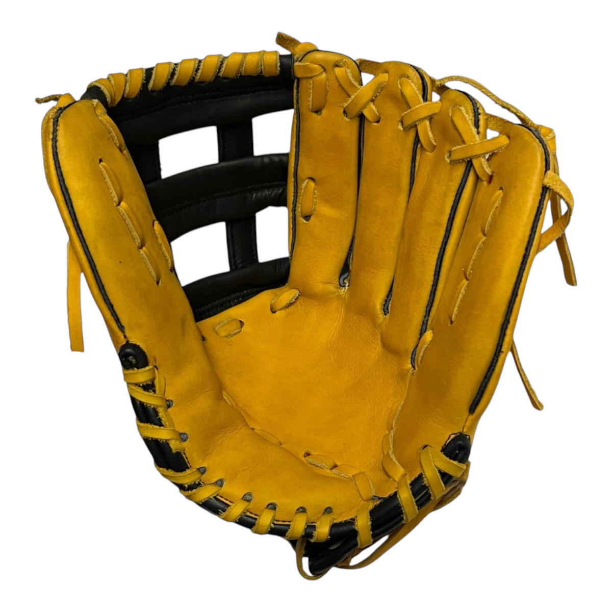 Guante de beisbol Radach Sports Pro de 12 pulgadas en piel color oro y negro con diseño de caja H para infielder