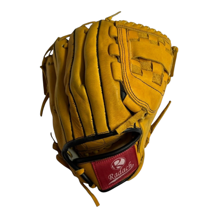 Guante de beisbol Radach Sports Pro de 12 pulgadas en piel color oro y negro con caja cerrada para pitcher
