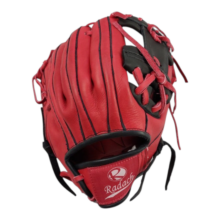 Guante de béisbol Radach Sports Pro de 11.5 pulgadas para infielder, fabricado en piel roja y negra