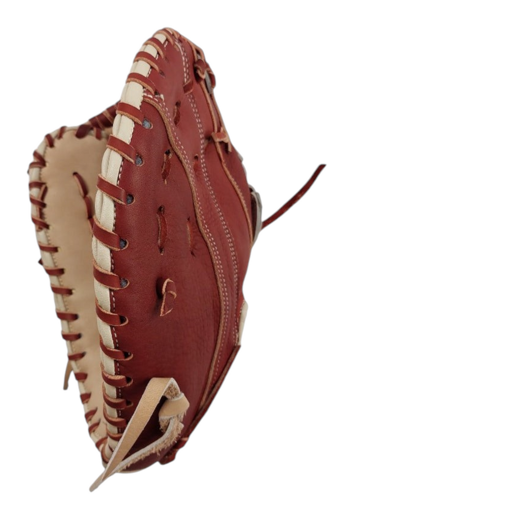 Guante de beisbol Radach Sports Rookie para primera base de 12.75 pulgadas en piel color cafe y hueso
