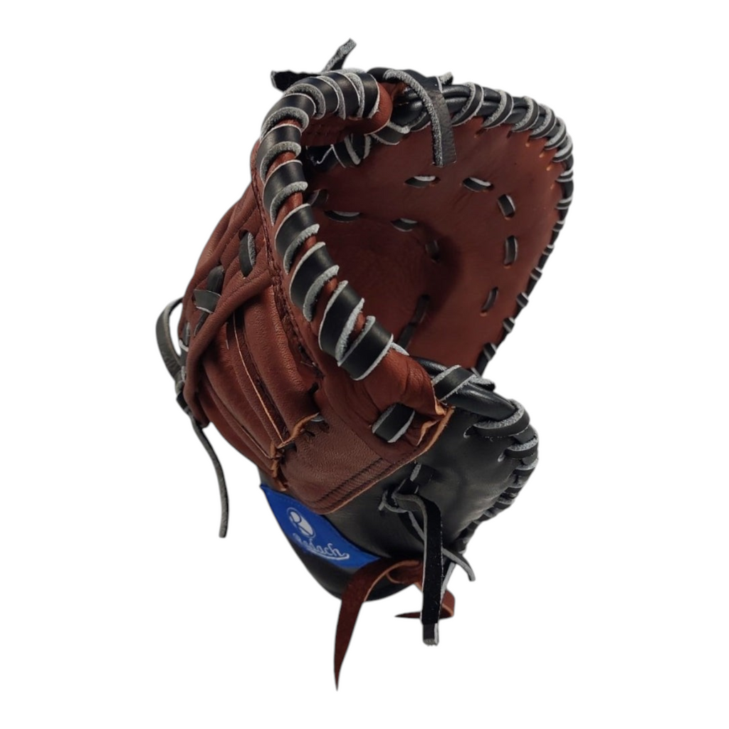 Guante de primera base Radach Sports Rookie de 12.75 pulgadas en piel color negro y café para jugadores principiantes