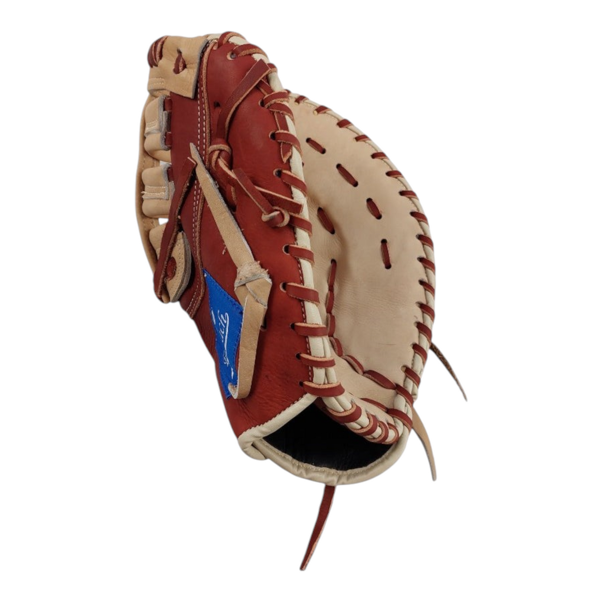 Guante de beisbol Radach Sports Rookie para primera base de 12.75 pulgadas en piel color cafe y hueso