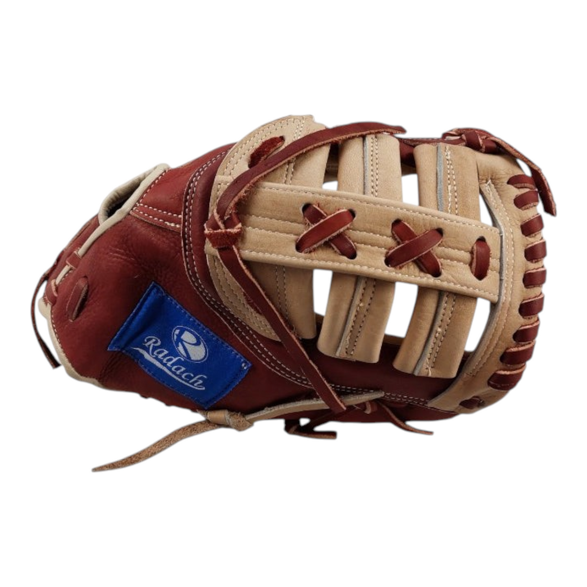 Guante de beisbol Radach Sports Rookie para primera base de 12.75 pulgadas en piel color cafe y hueso
