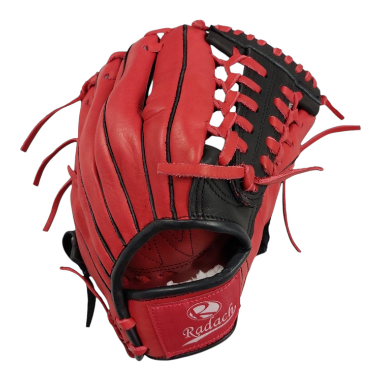 Guante de beisbol Radach Sports Pro de 11.5 pulgadas en piel color rojo y negro para cuadro interior