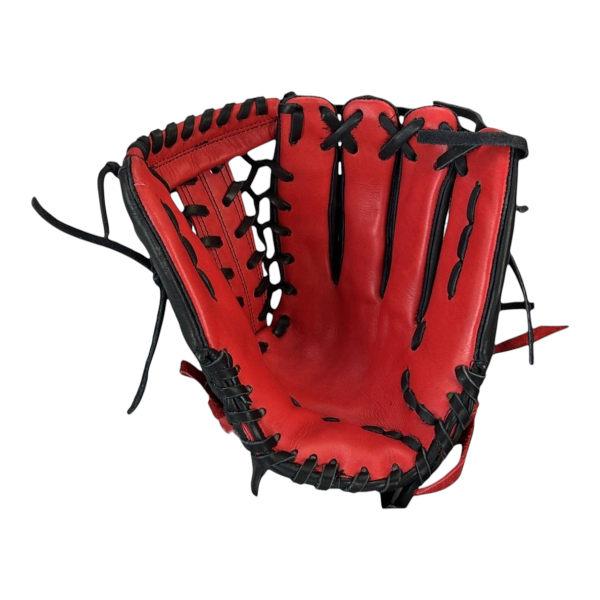 Guante de beisbol Radach Sports Pro Fielder K de 12.75 pulgadas en color rojo con detalles y cordones negros