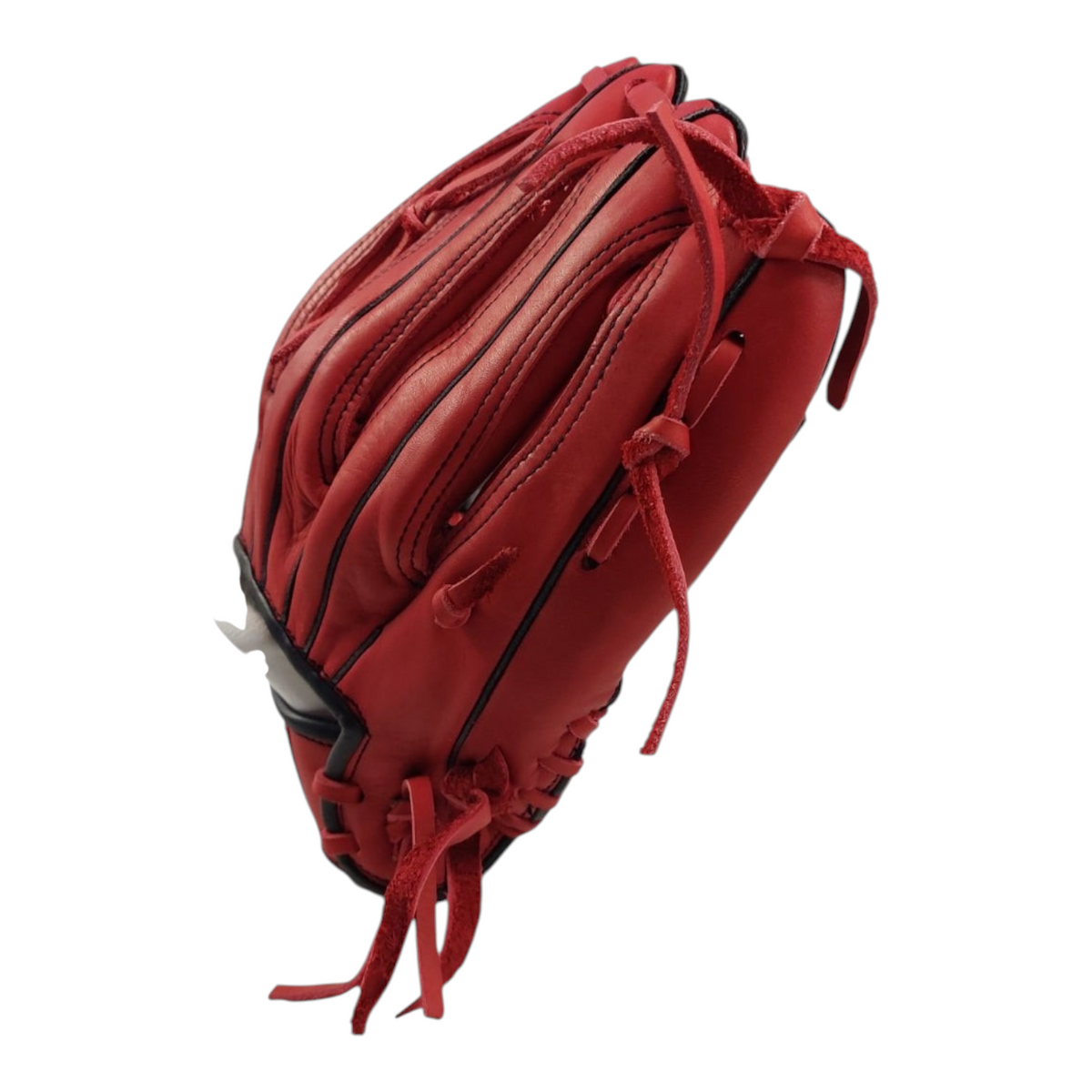 Guante de beisbol Radach Sports Pro Fielder de 12.75 pulgadas en piel roja con tejido macrame para zurdos