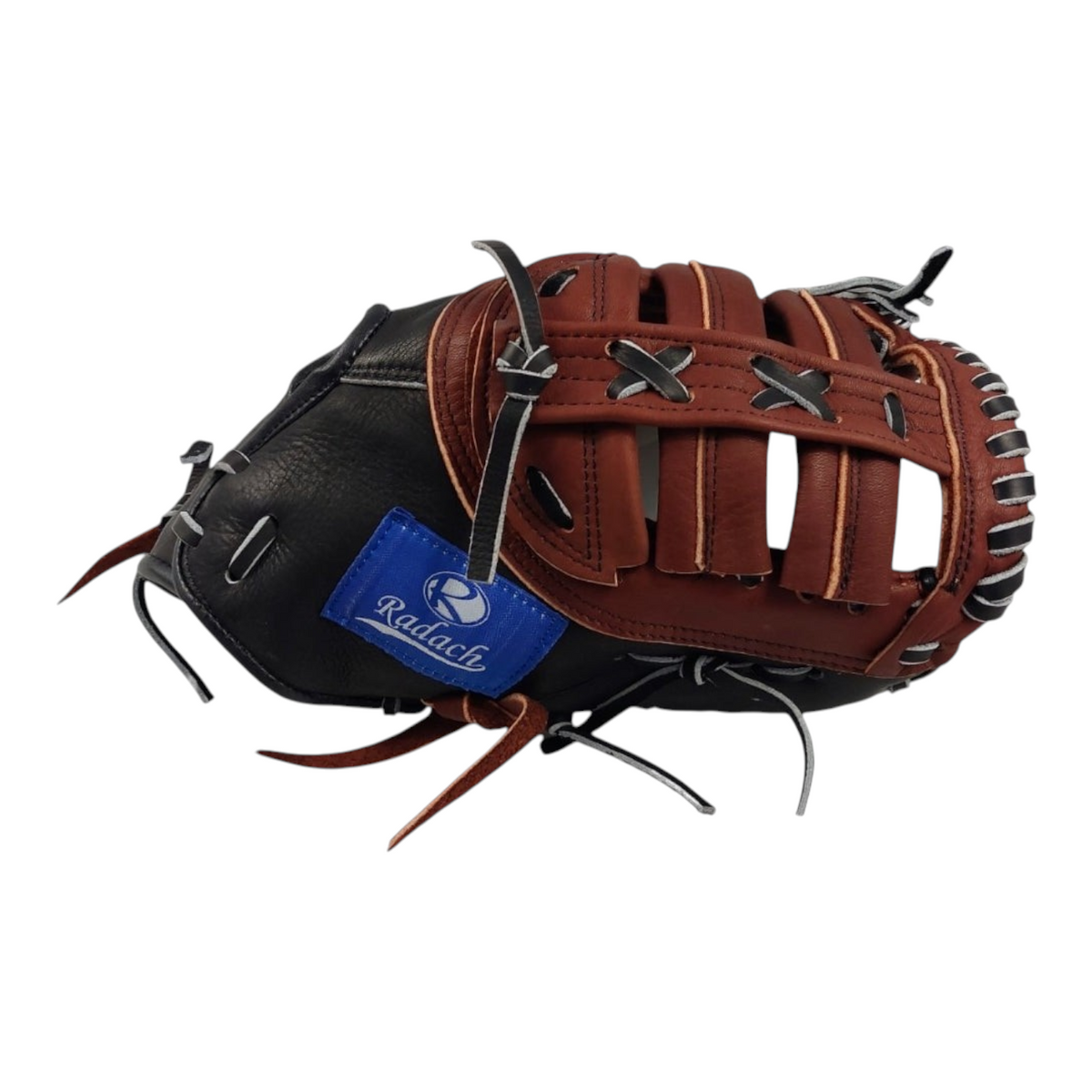 Guante de béisbol Radach Sports Rookie de 12.75 pulgadas para primera base en cuero color negro y café