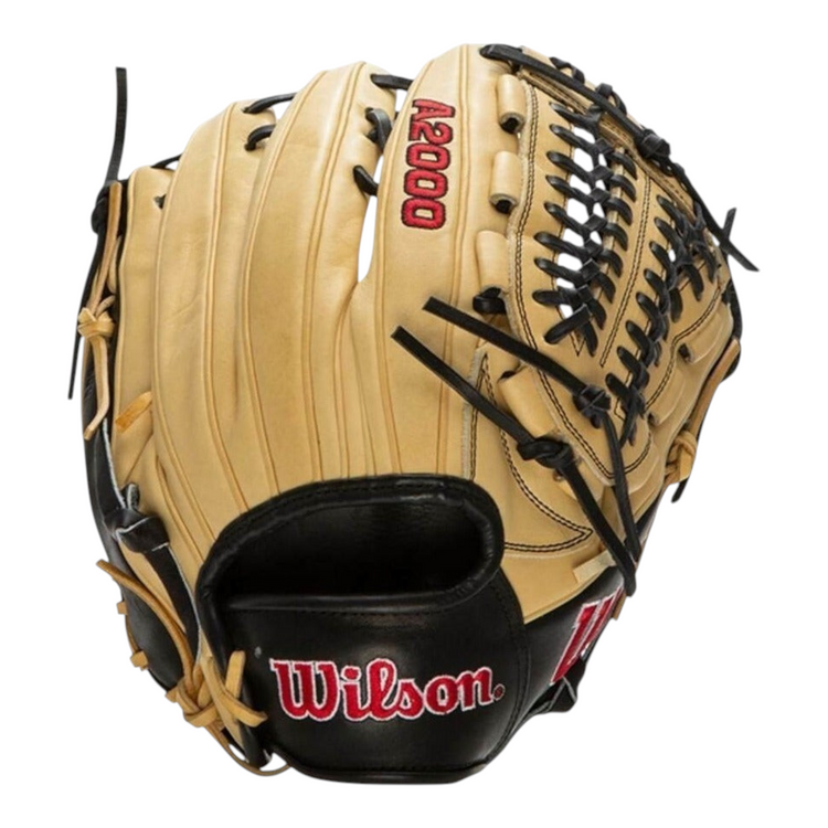 Guante de beisbol Radach Sports Wilson A2000 D33 de 11.75 pulgadas en cuero color beige y negro para lanzador derecho