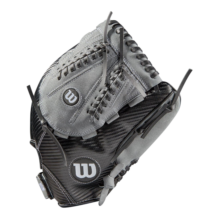Guante de beisbol Radach Sports Wilson A360 Carbon Lite de 13 pulgadas en color gris y negro con red cerrada