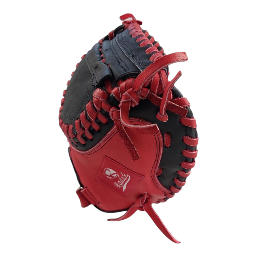 Guante de catcher Radach Sports Pro de 34 pulgadas en piel color rojo y negro para softbol