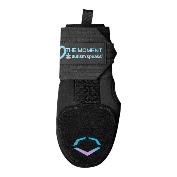 Guante deslizante Radach Sports para mano izquierda en color negro con diseño de Autism Speaks y placas protectoras