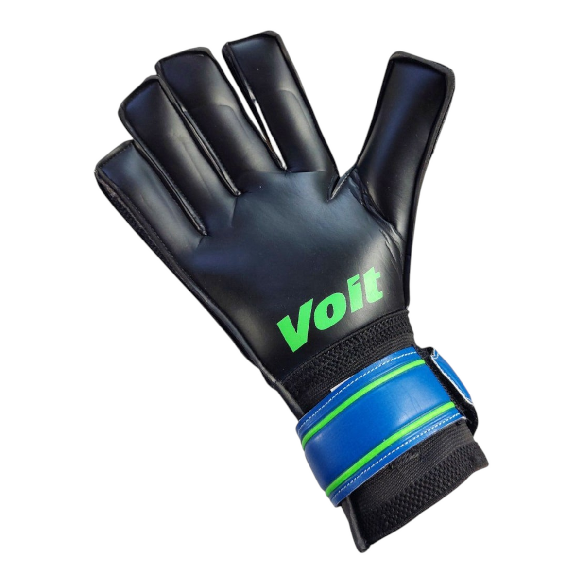 Guante de portero Radach Sports Voit Performance III en color negro con detalles en azul y verde y palma de látex