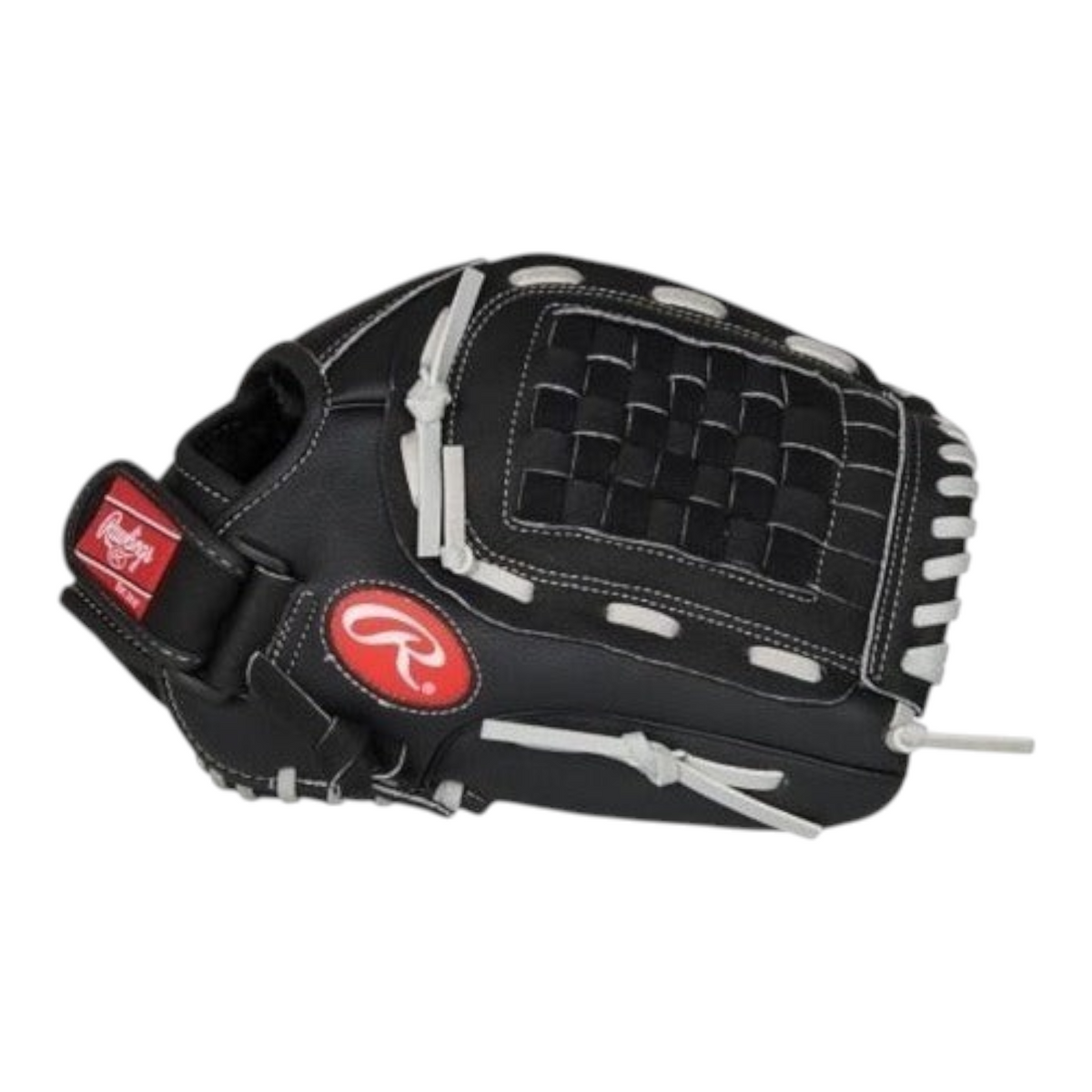 Guante de softbol Radach Sports Rawlings RSB de 12 pulgadas en color negro con detalles en blanco y cierre de velcro